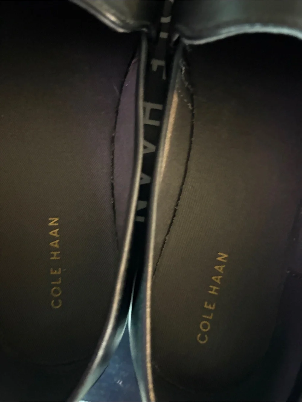 Cole Haan Black Leather Slip-On Loafers with White Sole